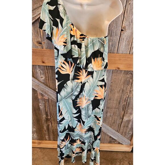 Show me your mumu sz small floral one shoulder vacation Maxi dress casual beach - Picture 2 of 7